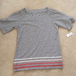 Talbots NWT pleated sleeve rickrack tee
